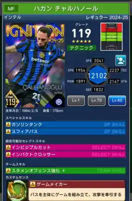  インテル ハカンチャルハノール（グレード：119）のスキルデータ